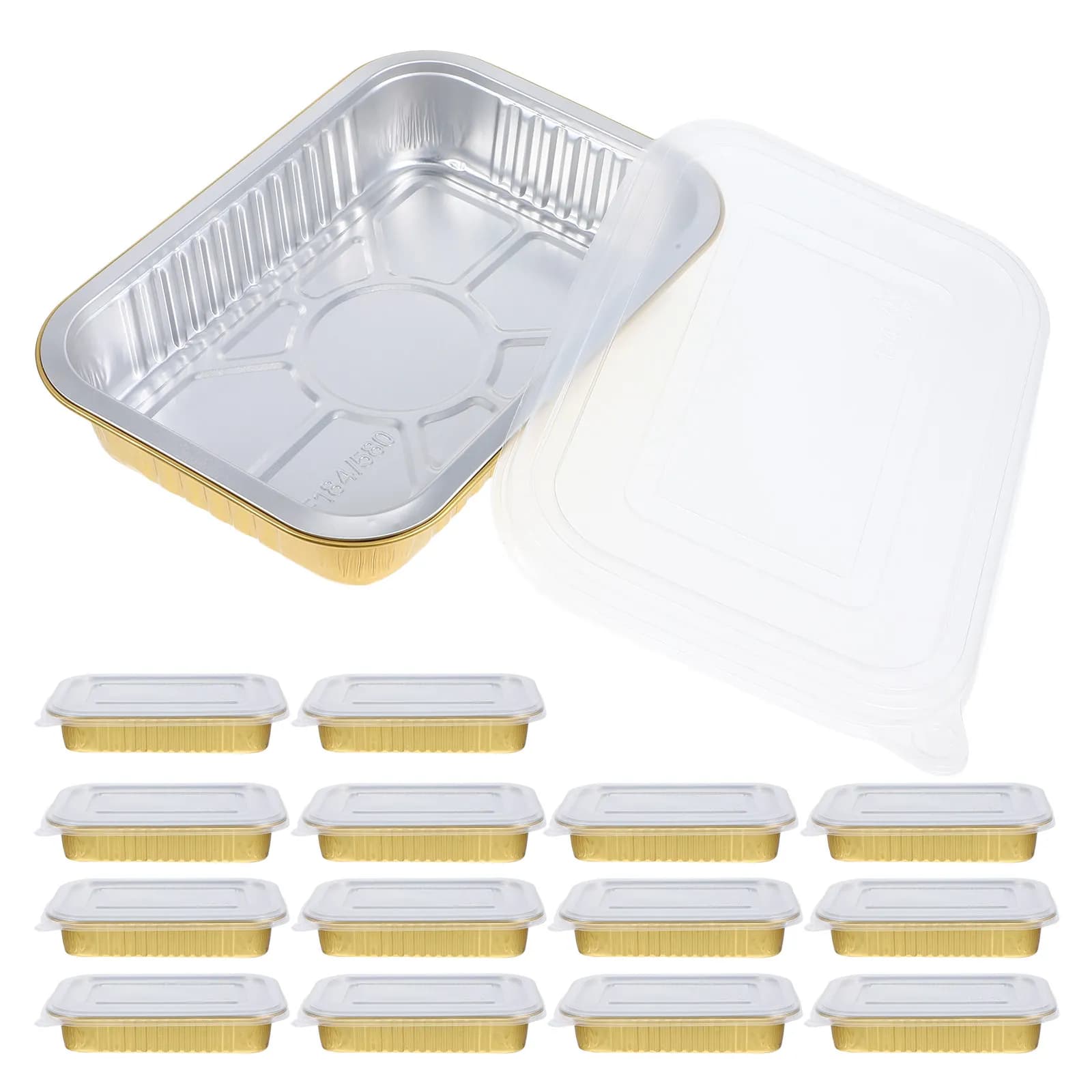 20Pcs Aluminum Foil Oblong Pans with Lids 184Ml and 580Ml Large Capacity Disposable Cooking Food Containers for Bbq Roasting