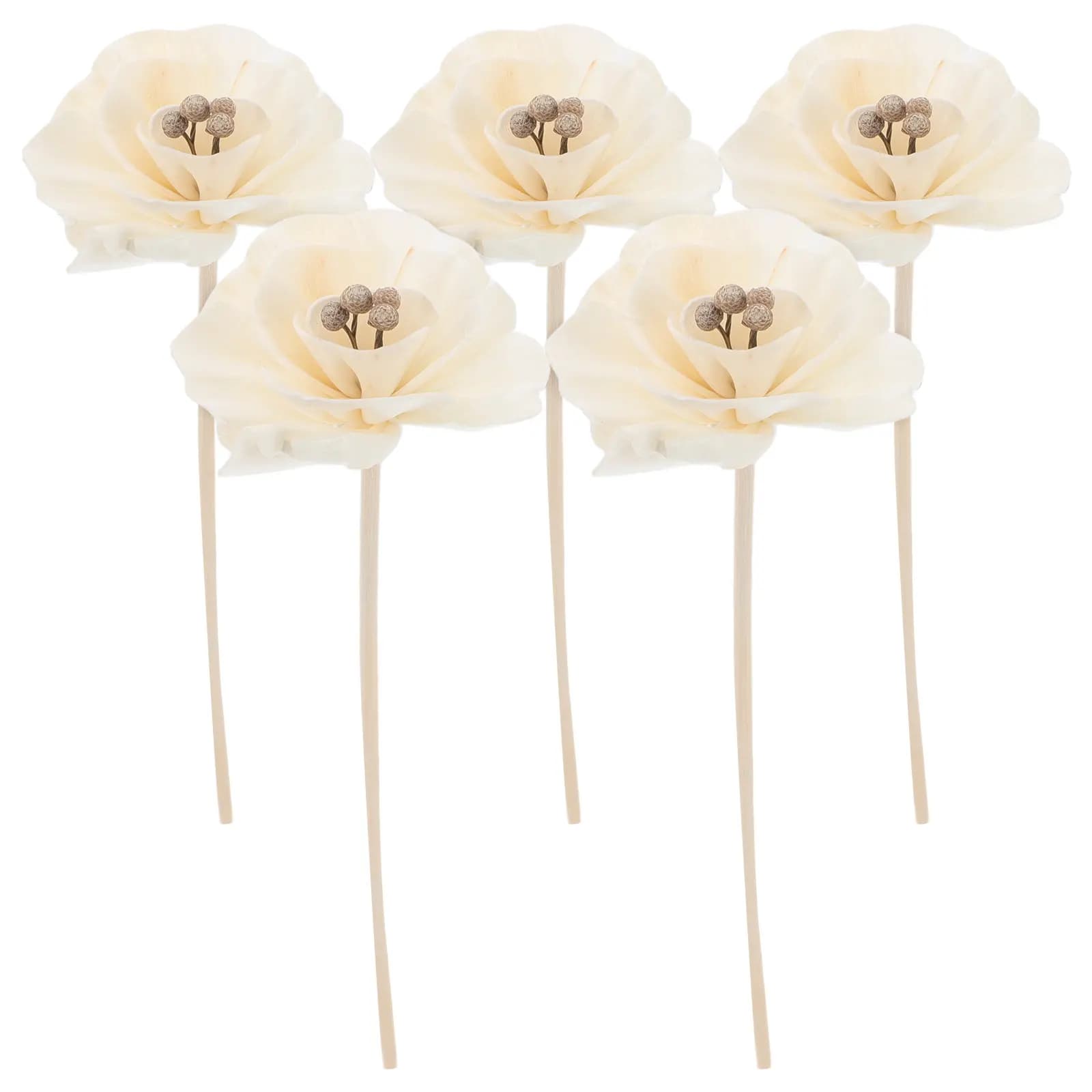 5Pcs Realistic Peony Faux Flower Diffuser Sticks Handmade Flameless Aromatherapy Home Office Decor Fragrance Diffuser Set