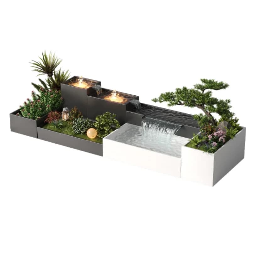Parete per tende da giardino in acciaio inossidabile - Schermo a cascata di ricircolo antiruggine durevole per paesaggi di ville e laghetto per pesci