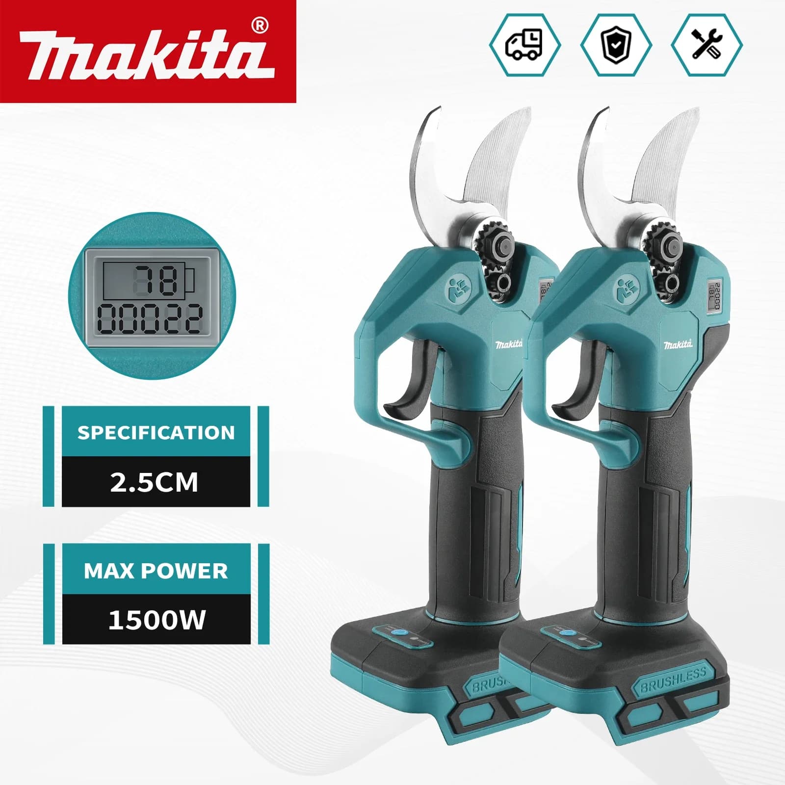 Makita MTJD 18V Cordless Pruning Shears, Brushless Electric Scissors Trimmer for Garden Branch Cutting Fruit Tree Maintenance