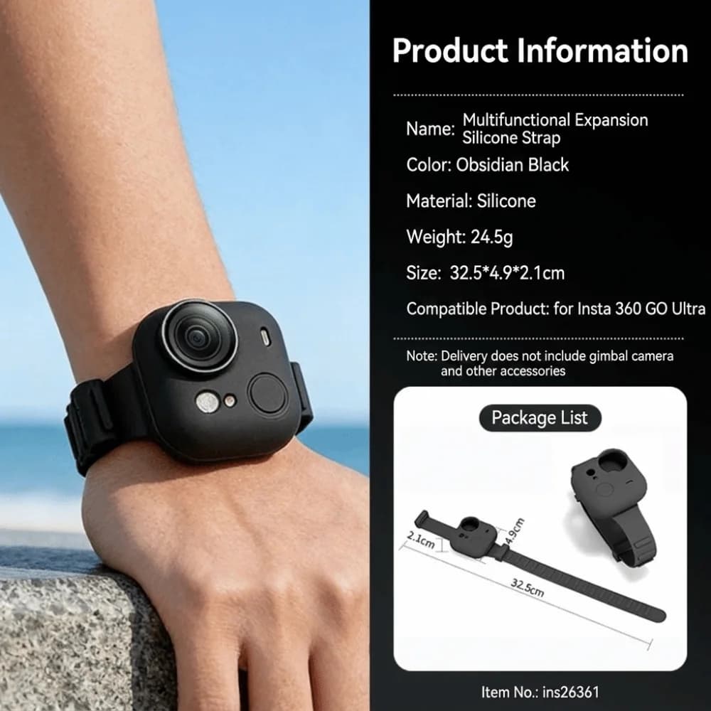 Custodia protettiva antiurto per fotocamera sportiva, cinturino in silicone multicolore regolabile e resistente per Insta360 GO Ultra