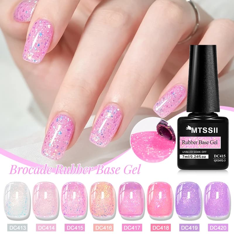 Professional Rubber Base Gel Nail Polish Brocade UV LED Soak Off Long Lasting Nail Strengthen Salon Use 7ml HEMA/TPO FREE
