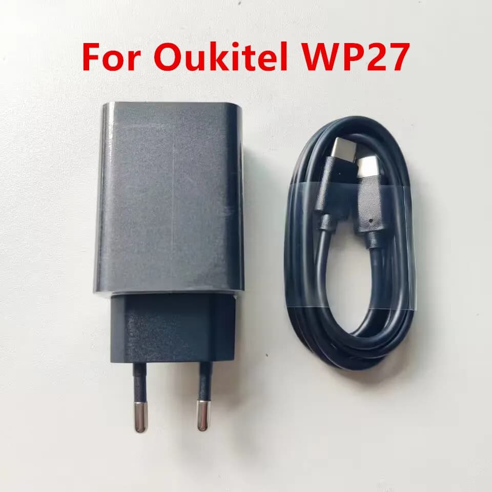 Pop Original New Oukitel WP27 Cell Phone AC Adaptor 33W Travel EU Plug Adapter Wall Charger+Type-C USB Cable Line