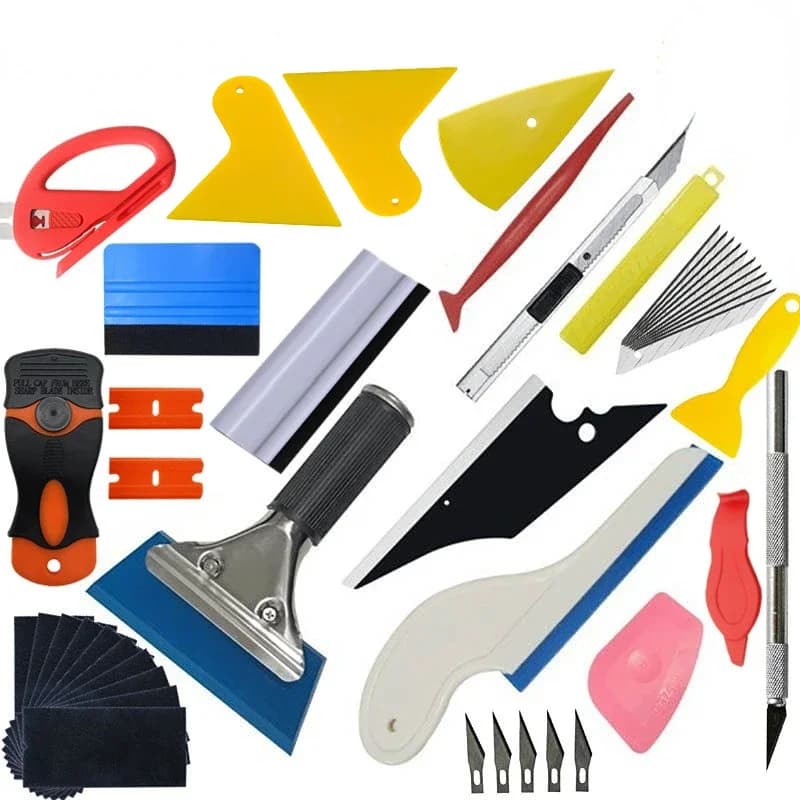 Kit Professionale Universale per Applicazione Pellicole Auto con Spatola e Taglierina per Wrapping Veicoli