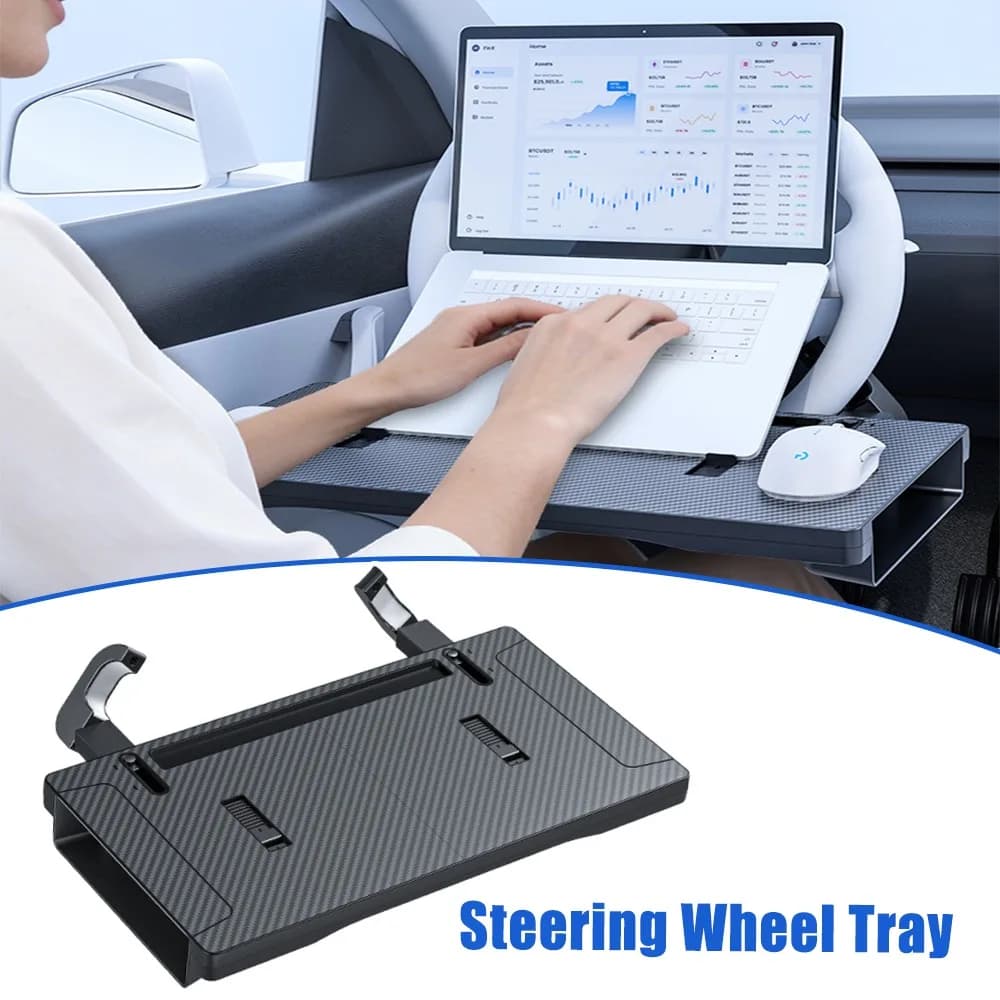 1pc Multifunctional Sturdy Car Steering Wheel Table Tray with Cup Holder Desk for Tablet Laptop Stand Work Dining Travel Road