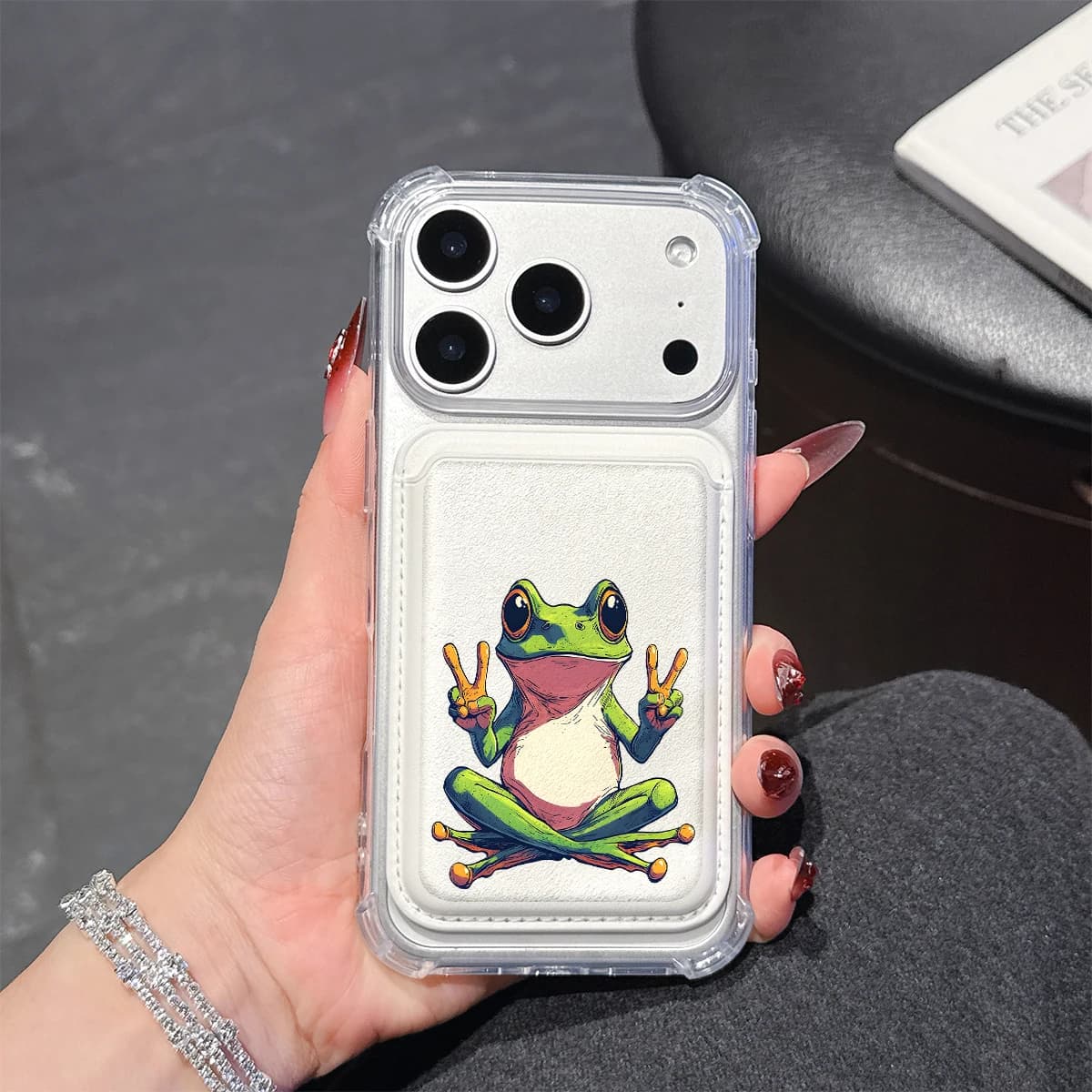 Anime cool frog Phone Case For iPhone 17 16 15 14 13 Pro Max Plus Wallet Pocket Transparent Soft TPU for Magnetic Phone Case