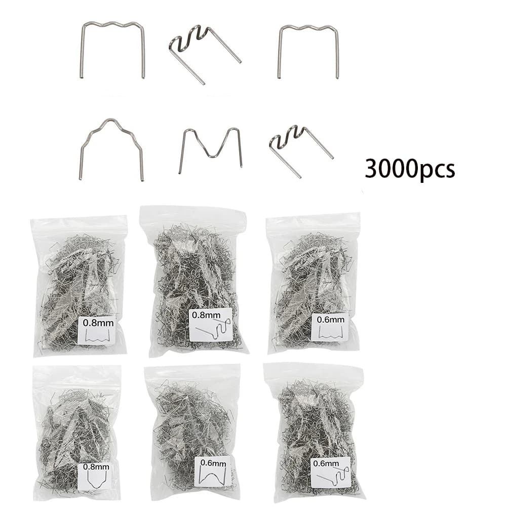Kit di riparazione per saldatrice a caldo da 3000 pezzi, punti di saldatura da 0,6/0,8 mm, per paraurti auto e plastica