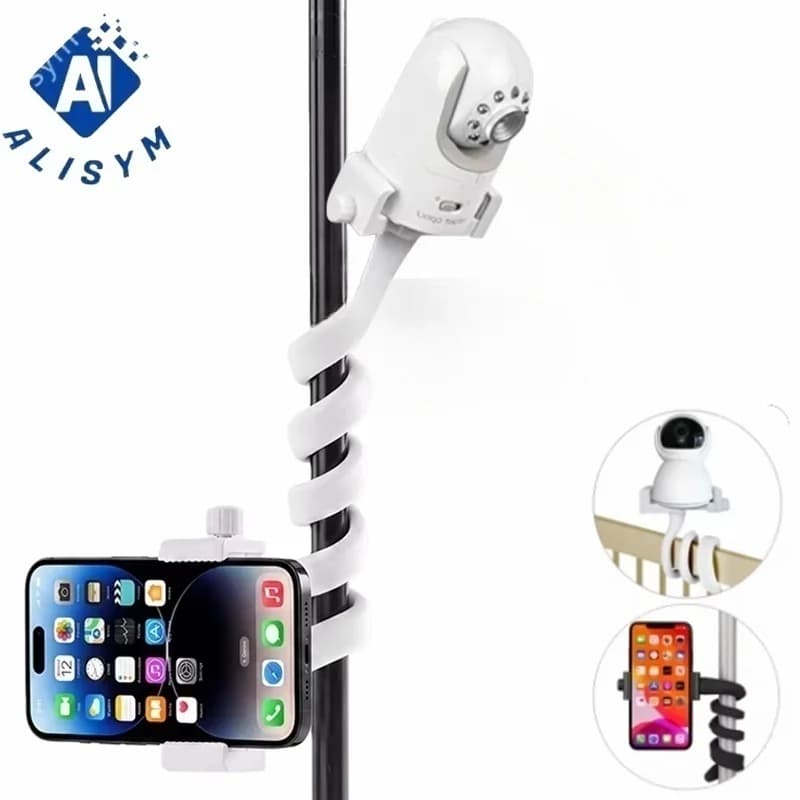 Supporto Universale per Baby Monitor, Staffa Flessibile Girevole, Supporto per Webcam Senza Fori, Supporto a Doppia Testa per Culla e Telefono