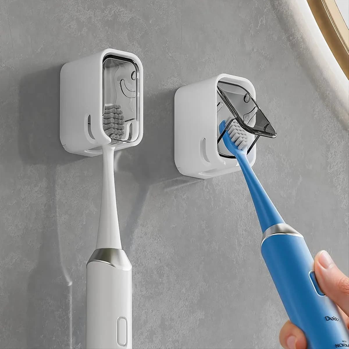 Porta spazzolino ETRT per bagno con design a fessura singola Porta spazzolino con dispenser singolo per viaggi in famiglia Grigio