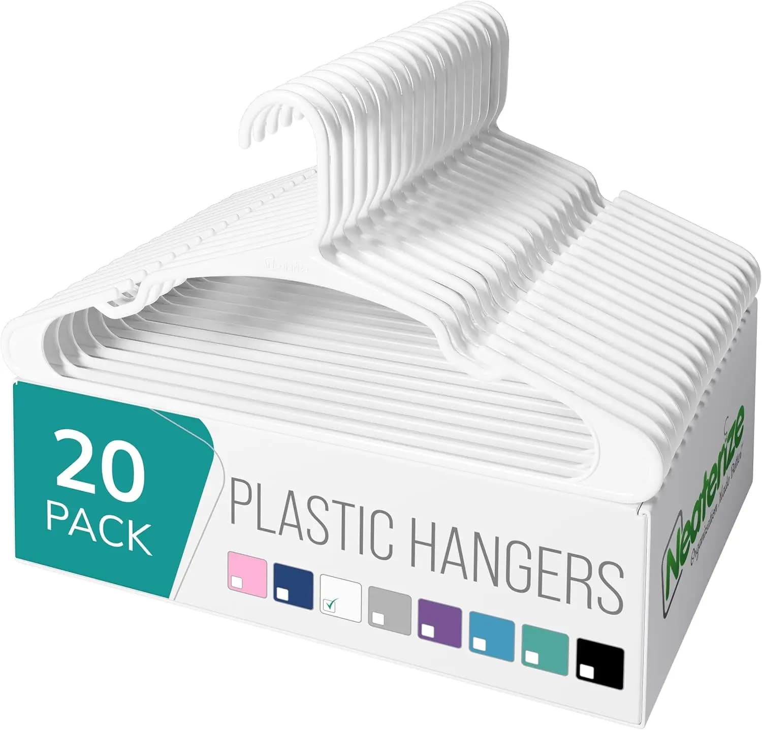 Confezione da 20 appendiabiti in plastica - Salvaspazio, design antiscivolo per adulti - Viola