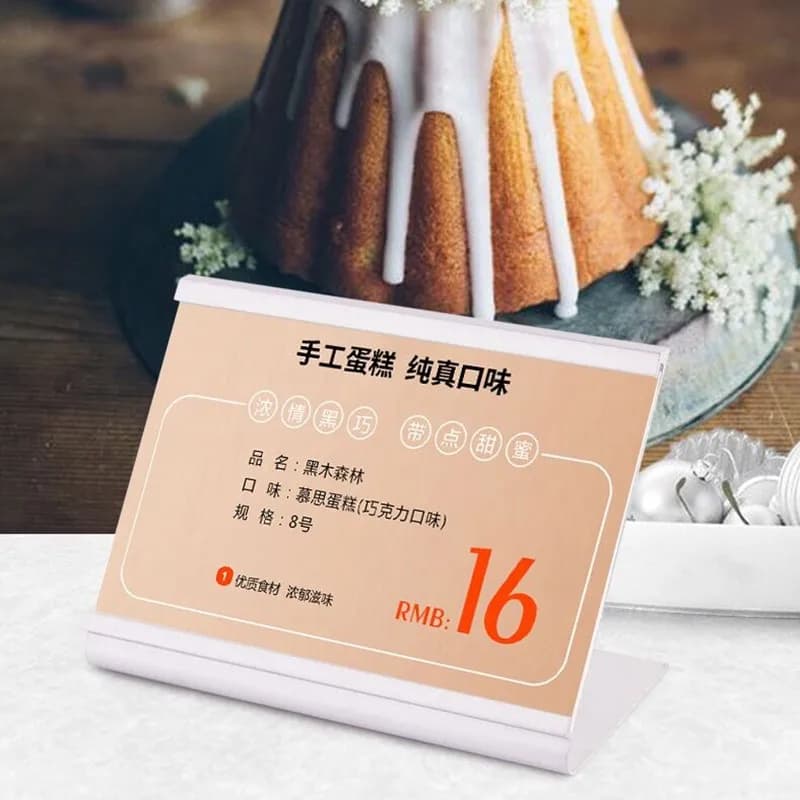 85x65mm Piccolo supporto per cartello in alluminio Espositore da tavolo Numero di nome Menu Porta carta Mini etichetta del prezzo Etichette per carte di carta