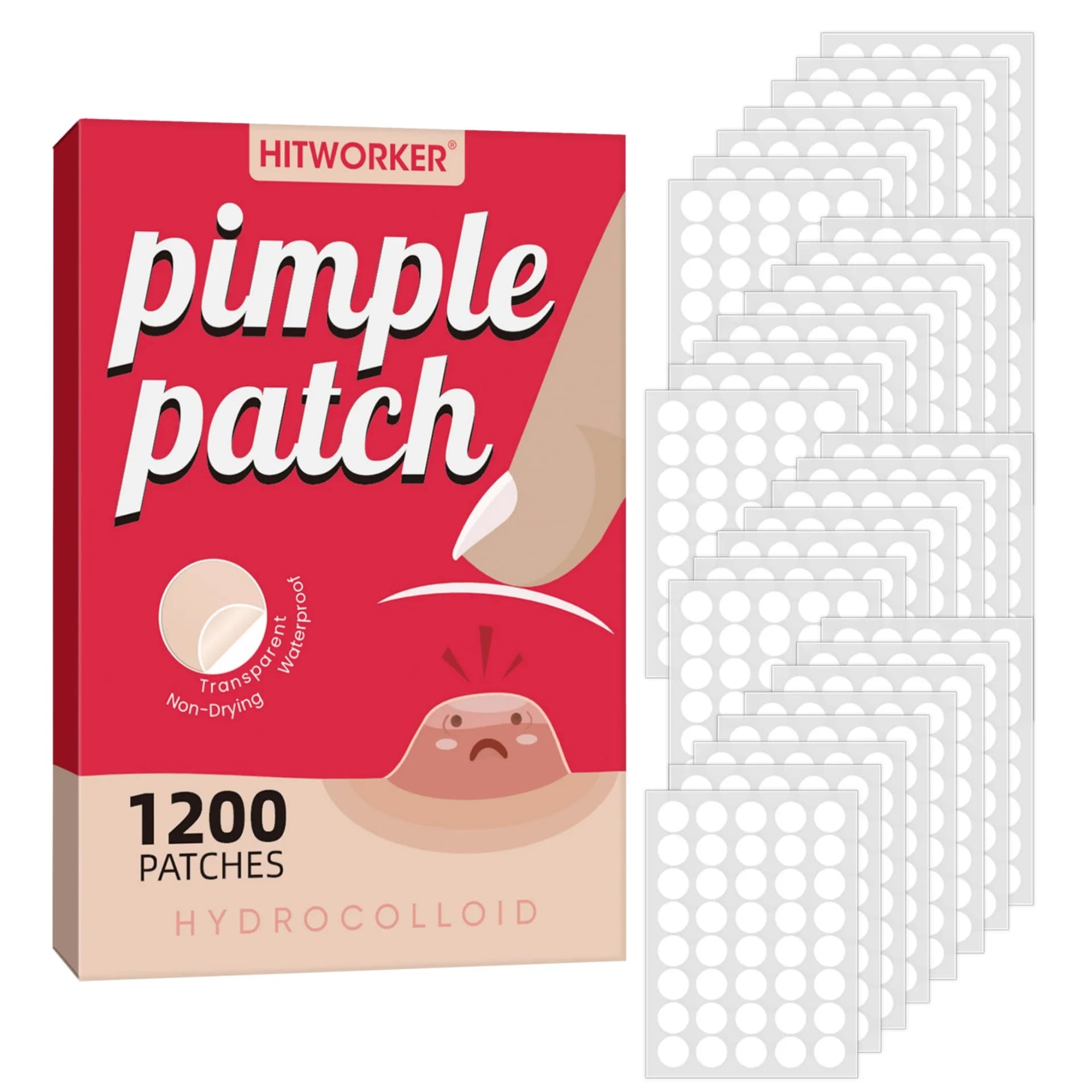 1200 pezzi/set di cerotti idrogel per la copertura dell'acne, adatti sia per uomini che per donne, adatti a tutti i tipi di pelle