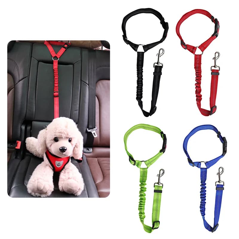 Guinzaglio elastico retrattile per cintura di sicurezza per auto per cani, cinturino di sicurezza riflettente, anti-shock, per cani di piccola taglia, media e grande