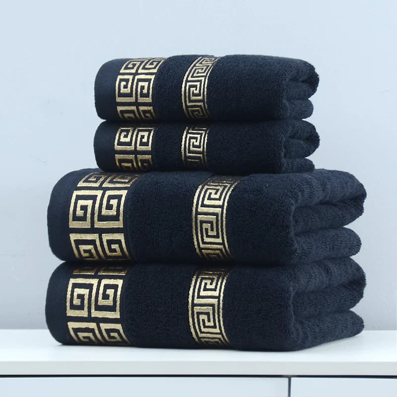 2 pezzi asciugamani da bagno neri per adulti 100% cotone solido spugna asciugamano da spiaggia assorbente yoga asciugamani da doccia bagno regalo di Natale