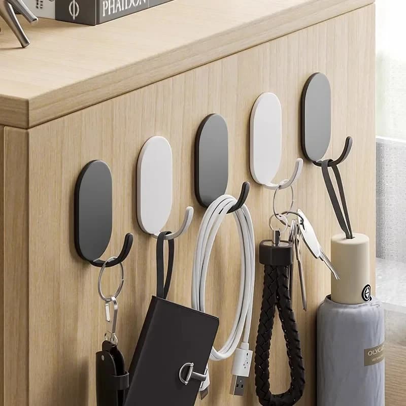 Ganci Adesivi da Parete 1/10 Pezzi, Appendiabiti per Chiavi, Vestiti, Accappatoi, Portasciugamani, Accessorio Multifunzione per Bagno