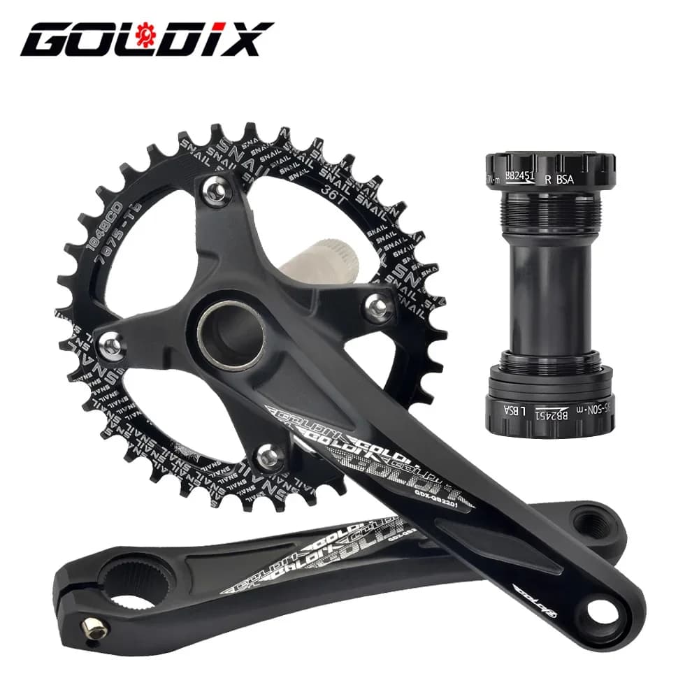 GOLDIX 104BCD MTB Guarnitura 165mm 170mm 175mm manovella rotonda/ovale corona 32T/34T/36T/38T denti larghi stretti pignone per montagna