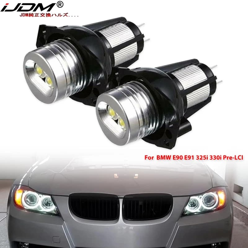 For BMW Series 3 E90 E91 325i 330i Xenon LED White Angel Eye Halo Ring Marker Replacement Lamps OEM # 63117161444