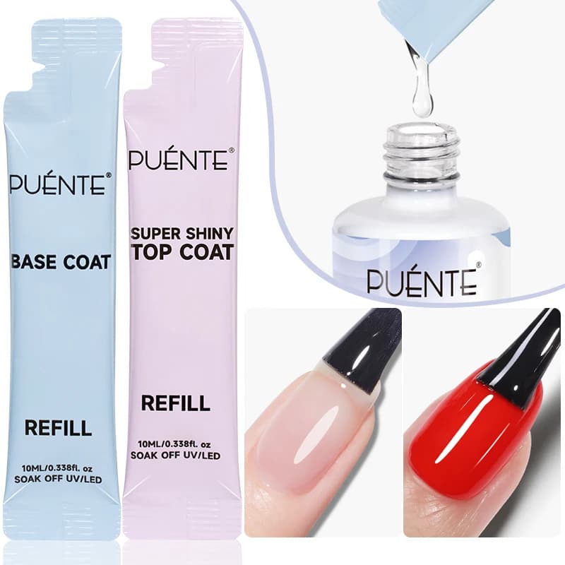 Smalto per unghie gel di ricarica base e top coat da 10 ml Sigillante trasparente super lucido per manicure Soak Off Vernice semipermanente UV LED