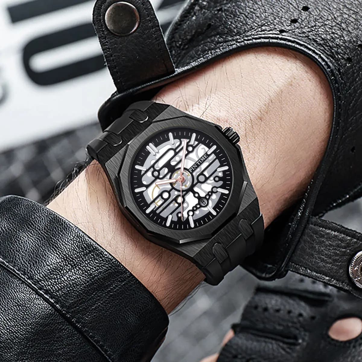 Fashion Men's Watch Waterproof Sport Mechanical Style Hollow Dial Design Watches For Men Quartz Wristwatch Relogio Masculino