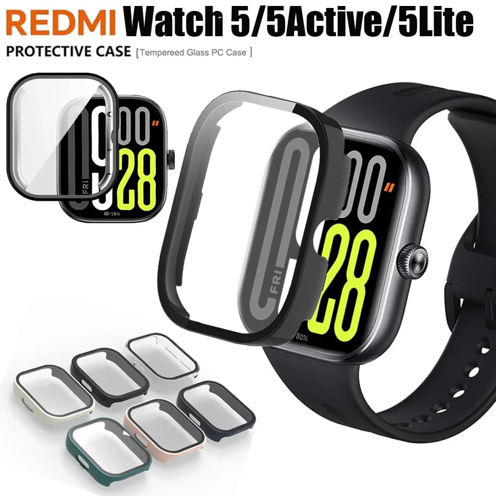 Custodia in vetro temperato + PC per Xiaomi Redmi Watch 5 Custodie per orologi con protezione per schermo per Redmi Watch 5 Active/5 Lite Accessori
