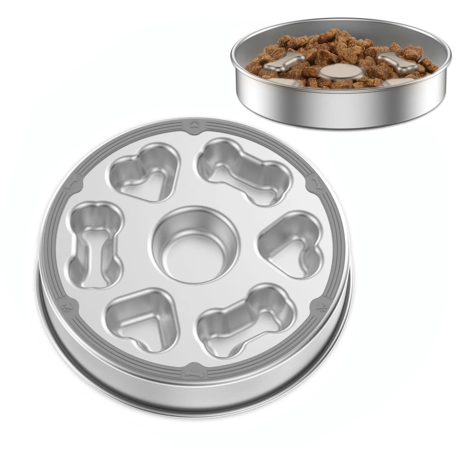 Ciotola per cani con alimentatore lento in acciaio inossidabile Ciotola per cibo per cani anti soffocamento con fondo antiscivolo Lavabile in lavastoviglie Quadrato/rotondo per la casa degli animali domestici
