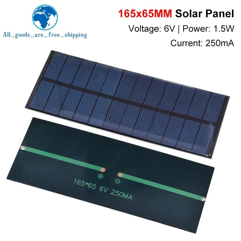 TZT 6V 250mA 1.5W Pannello Solare Policristallino 165*65MM Mini Sunpower Sistema Solare FAI DA TE per Batteria Caricatore Del Telefono Cellulare