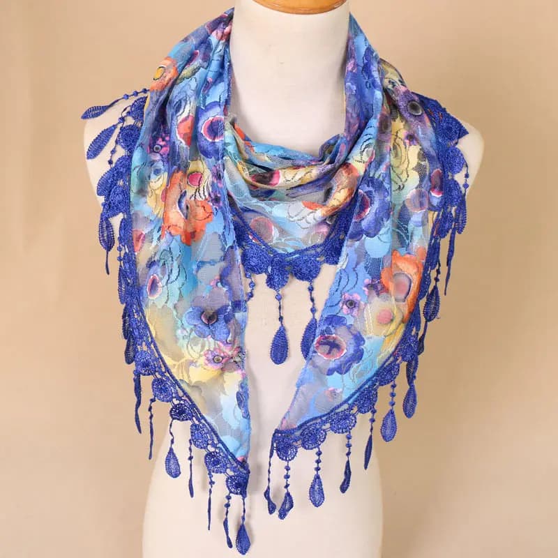 135cm Ethnic Fringe Lace Triangle Scarf Hip Wrap, Floral Waistband Dress Belt, Jeans Layering Slim Accessory