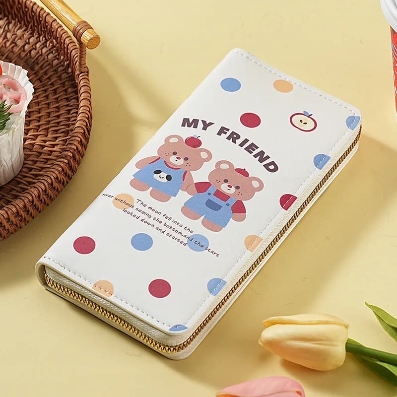Cute Long Zipper Wallet for Ladies Students And Children with Multiple Card Slots Coin Pocket Large Capacity Mobile Phone Bag