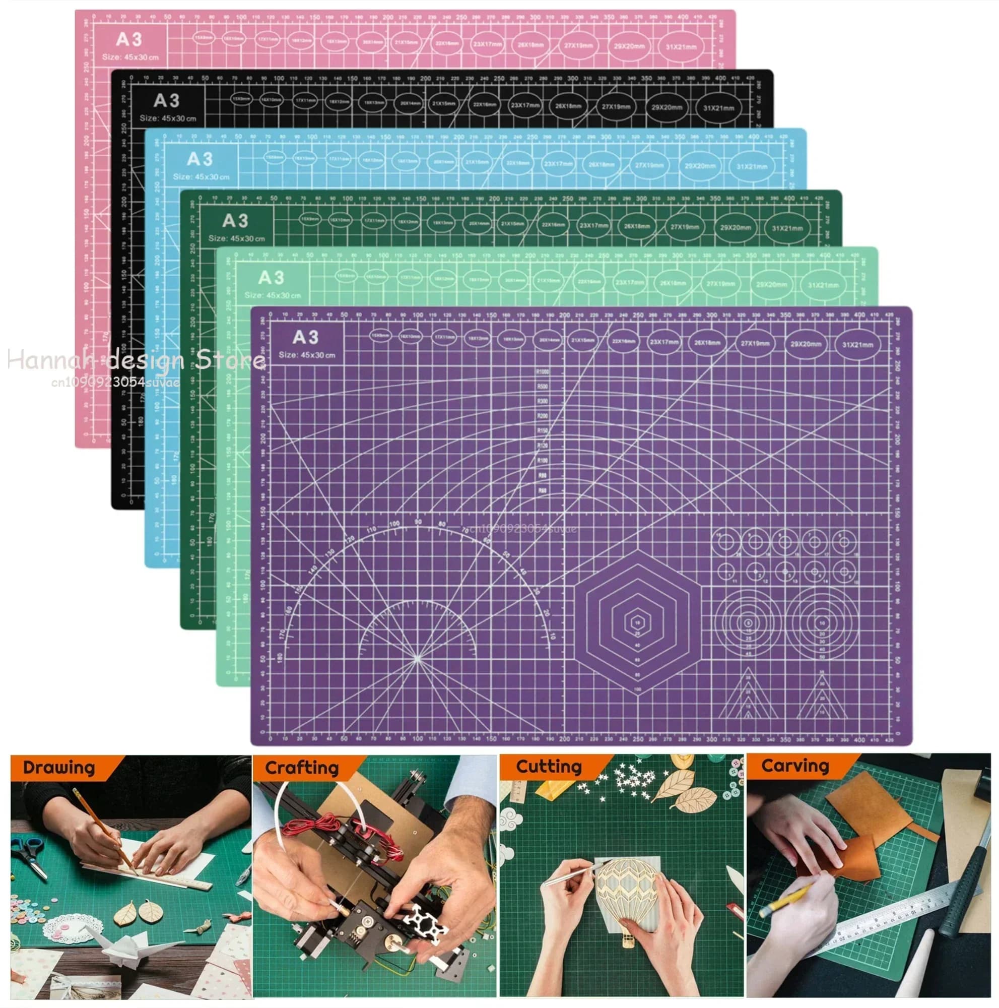 Tappetino da cucito autorigenerante A3, tappetino da taglio da 9 pollici x 6 pollici, tagliere per lavori di cucito, hobby, tessuto, precisione, progetto di scrapbooking