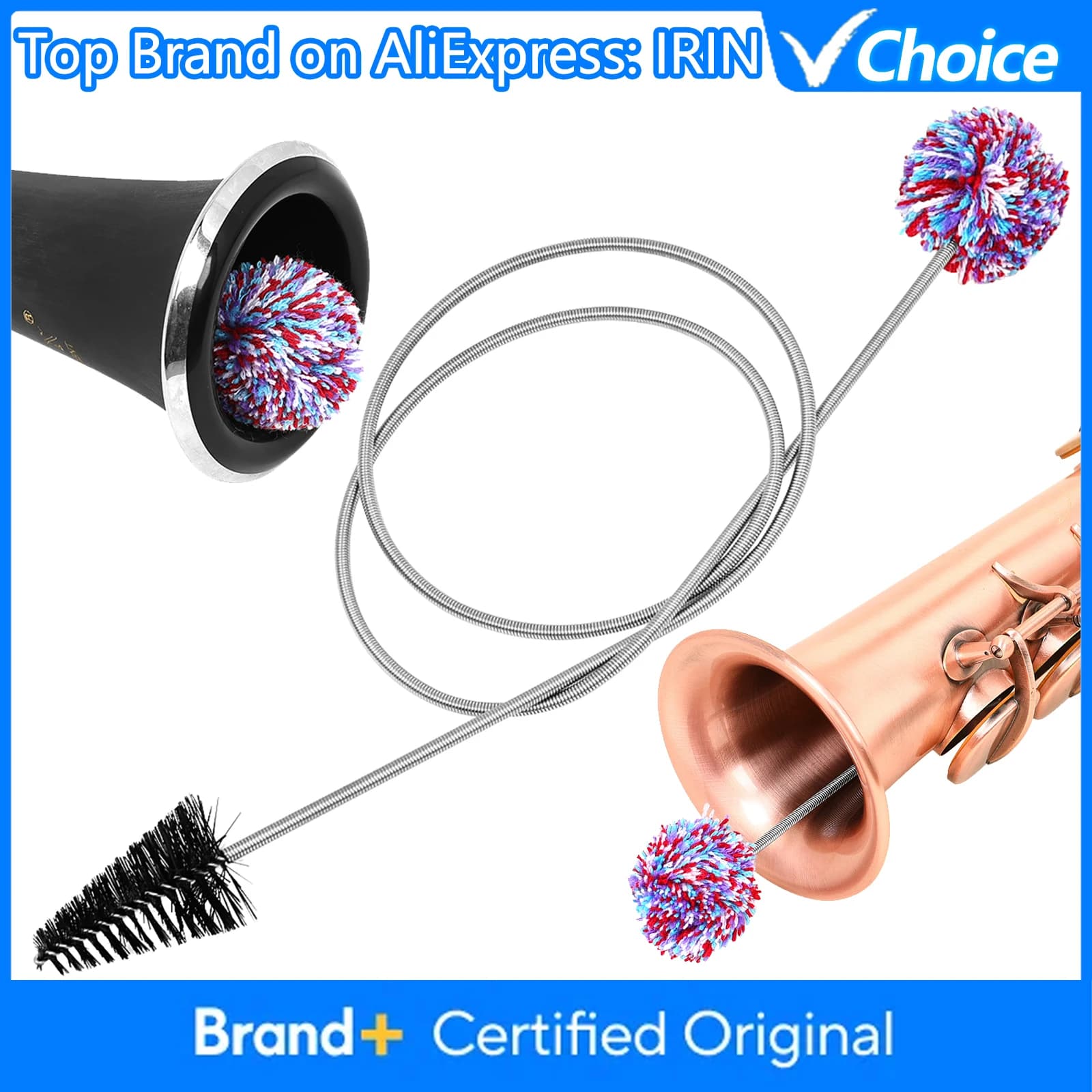 IRIN Saxophone Cleaning Rope Brush Clarinet Trumpet Maintenance Tools Flexible Double Cleaning Brush Woodwind Instrument Parts