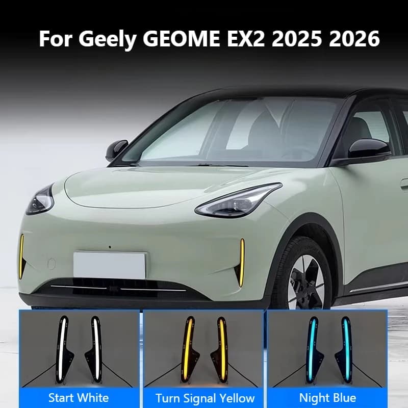 Luci Diurne a LED per Geely GEOME EX2 2025 2026, Indicatori di Direzione Dinamici, Fendinebbia Anteriori Modificati, Luci Diurne 12V