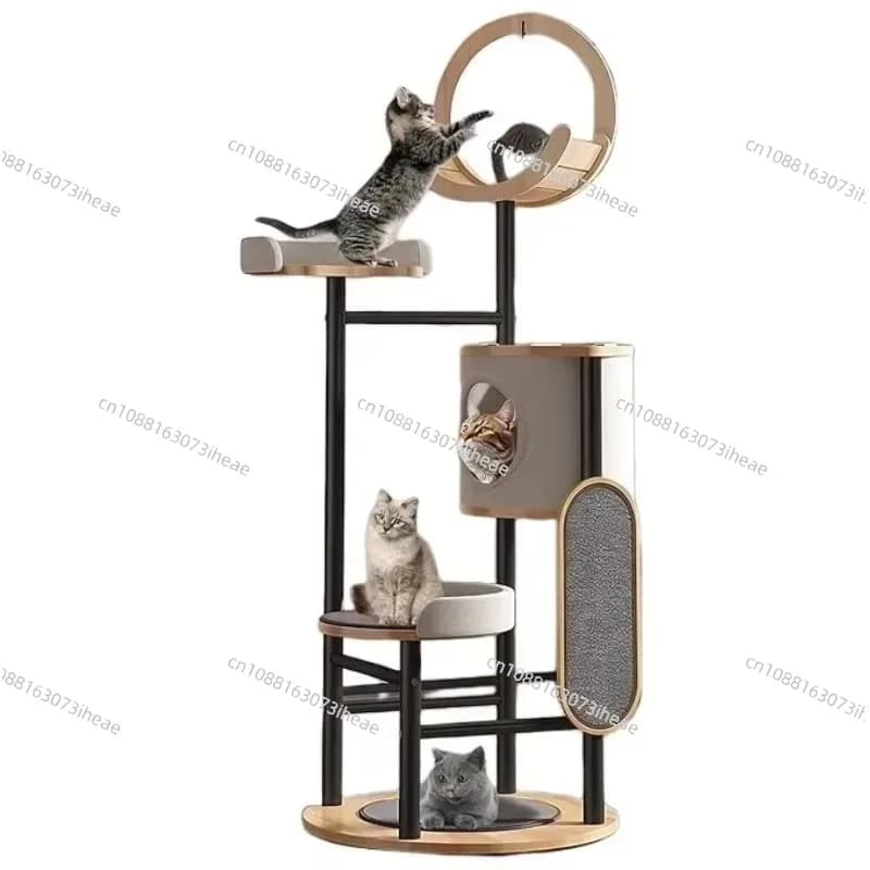 Mobili moderni di lusso per piccoli animali domestici, albero per gatti, tiragraffi, in finto rattan, capsula spaziale, design per palme, casa per gatti in legno, cartone