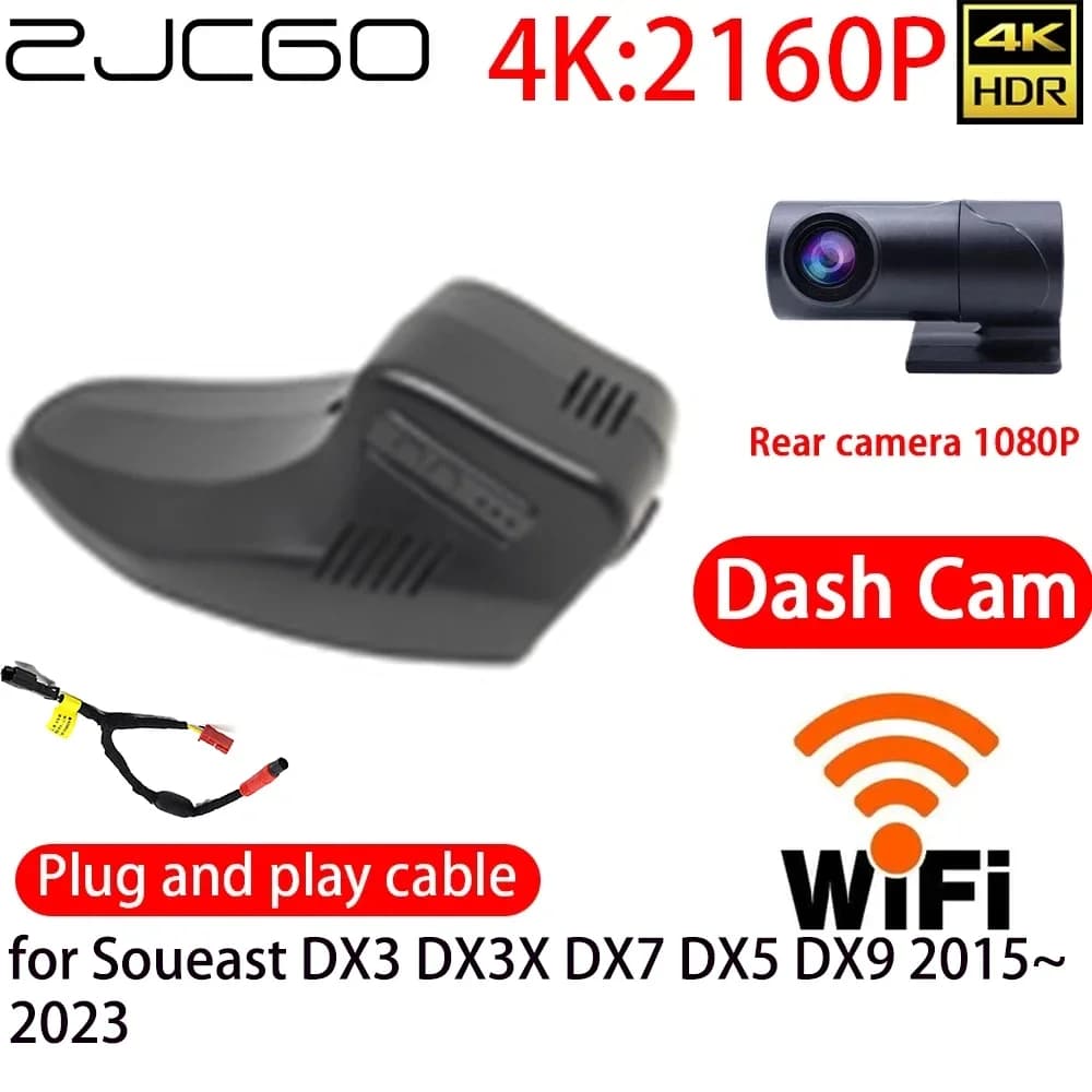 ZJCGO 4K DVR Dash Cam Wifi Telecamera anteriore posteriore Monitor 24 ore per Soueast DX3 DX3X DX7 DX5 DX9 2015 ~ 2023