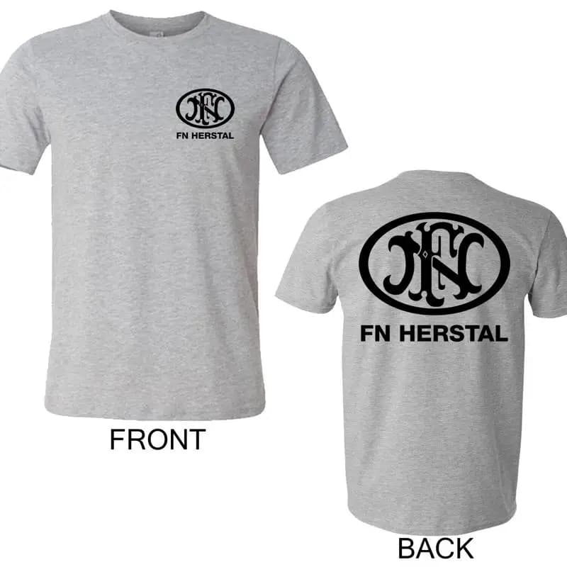 FN Herstal Firearms Guns Men's Grey T-Shirt Size S to 3XL