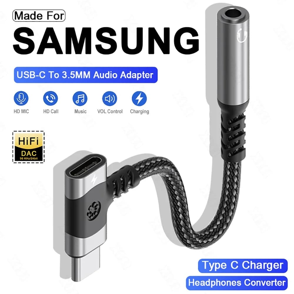 3.5mm Jack AUX Audio OTG Adapter 2 in 1 Type C Splitter USB C Headphone Cable Converter For iPhone 15 Samsung S24 S23 Xiaomi