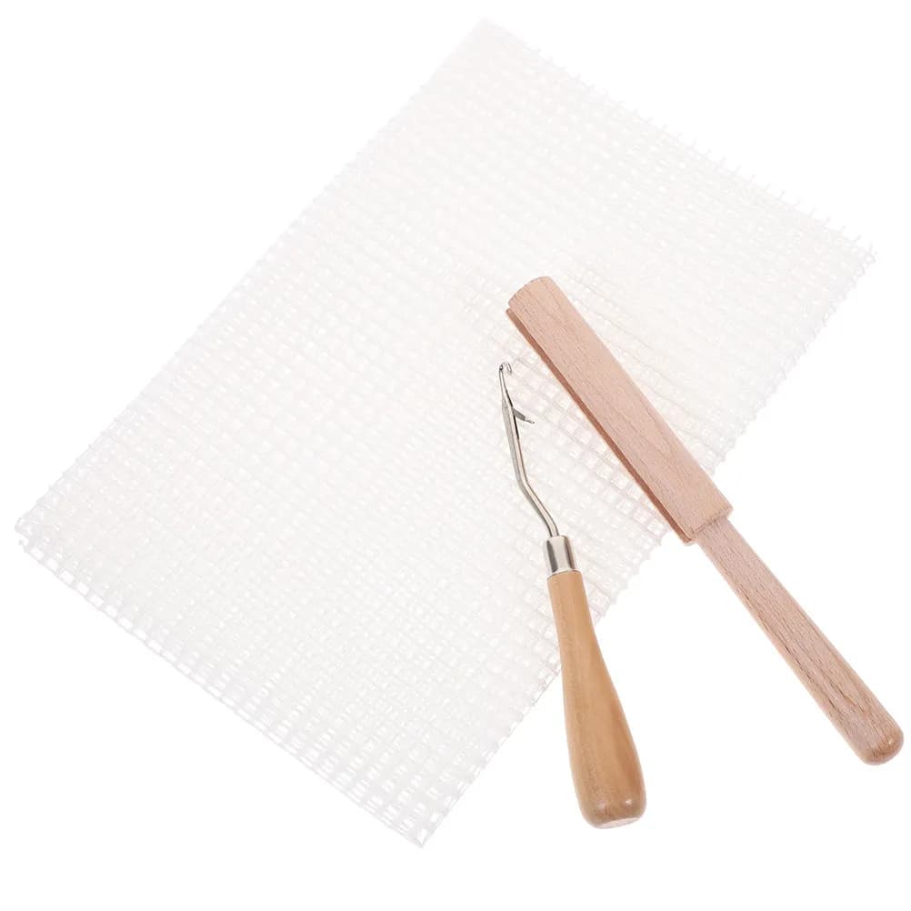 Set di 1 uncinetto liscio senza sbavature con manico in legno e gancio in acciaio inossidabile per tappeti e arazzi fai da te
