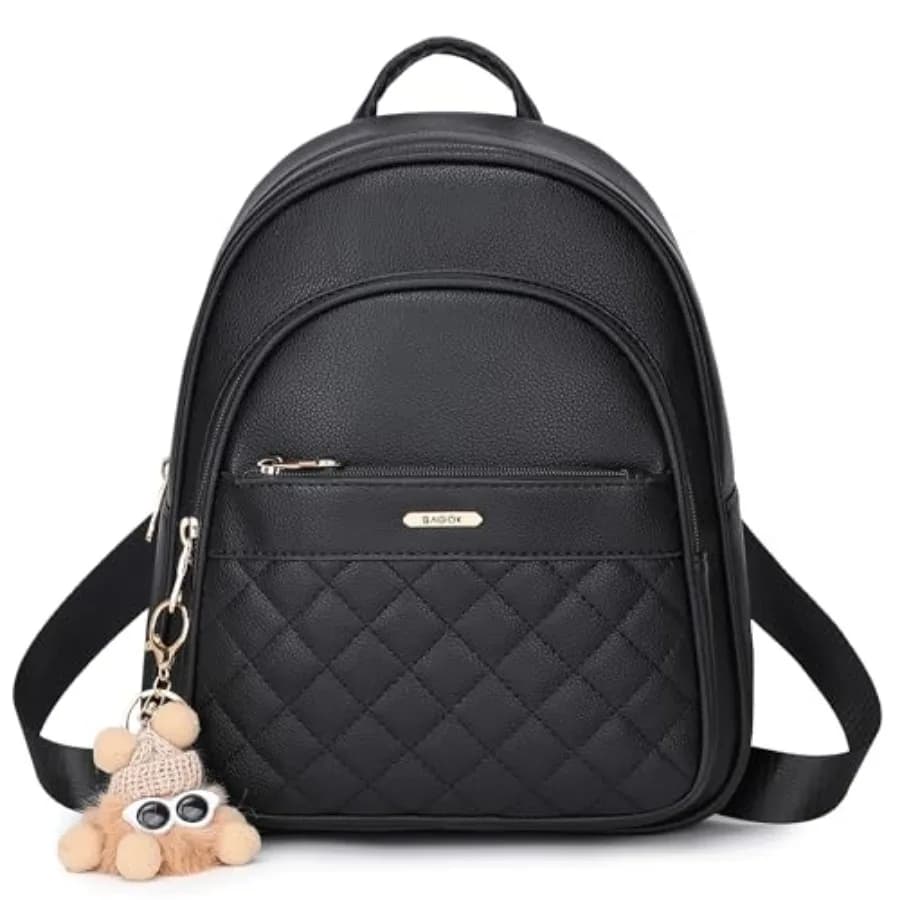 Mini Zaino in Pelle per Donne, Piccolo Zaino con Charm Cartoon, Borsa alla Moda Carina per Ragazze