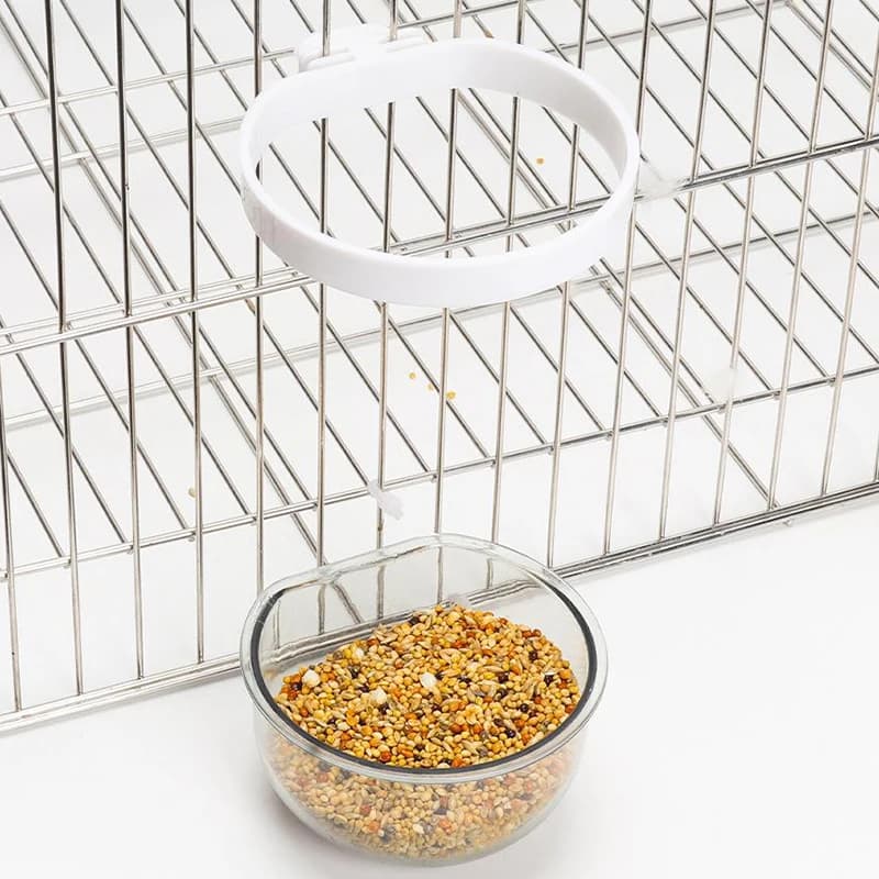 Ciotola per l'alimentazione degli uccelli, staccabile, in plastica trasparente, per gabbia, comoda da appendere, abbeveratoio per pappagalli, accessori per animali domestici