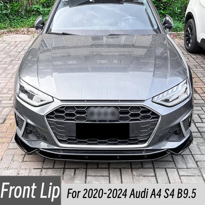 Per 2020-2024 Audi A4 S4 B9.5 Sline 3 pz/set plastica ABS nero carbonio paraurti anteriore Splitter Lip Spoiler diffusore Guard Body Kit