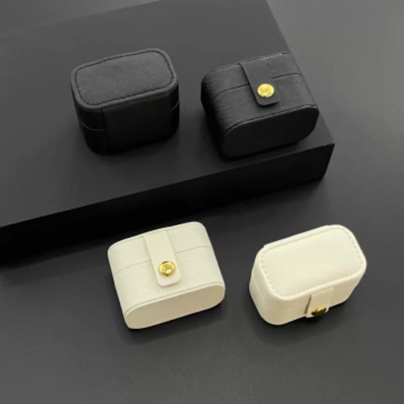 Leather Portable Jewelry Box Desktop Travel Case Earrings Stud Earrings Jewelry Accessories Packaging Display Storage Holder