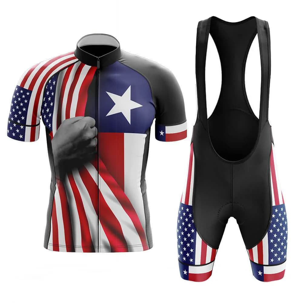 2023 American Flag Texas Cycling Jersey Set Summer USA abbigliamento Road Bike camicie Suit Bicycle bavaglino Shorts MTB Wear Maillot Ropa