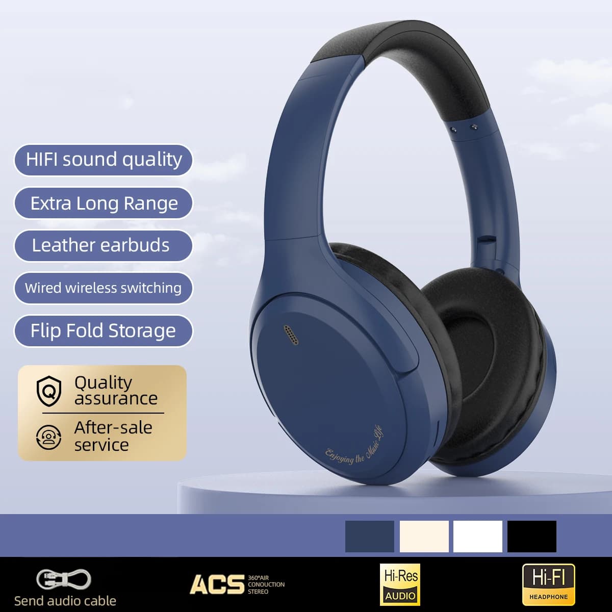 Bluetooth 5.3 M5 wireless earphones HiFi stereo earphones with noise deletion Foldable play band with headphones with microphone