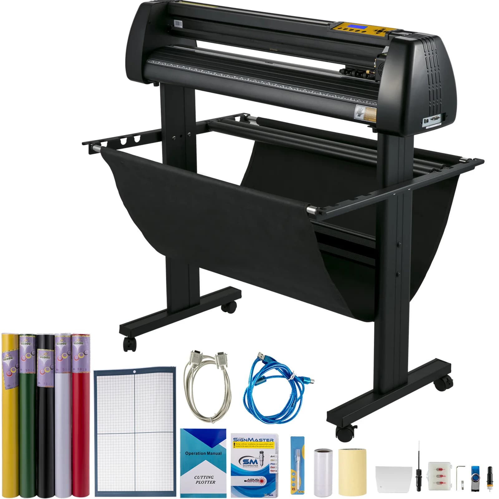 VEVOR 34Inch Vinyl Cutter Plotter 780mm Cutting Width Sign Printer Machine with Paper Basket LCD Display Signmaster Software