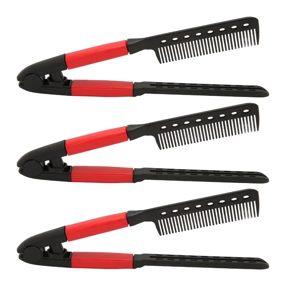 Portable V Shaped Hair Comb High Temperature Avoid Rounded Teeth Hair Straightening Comb Multipurpose Lightweight