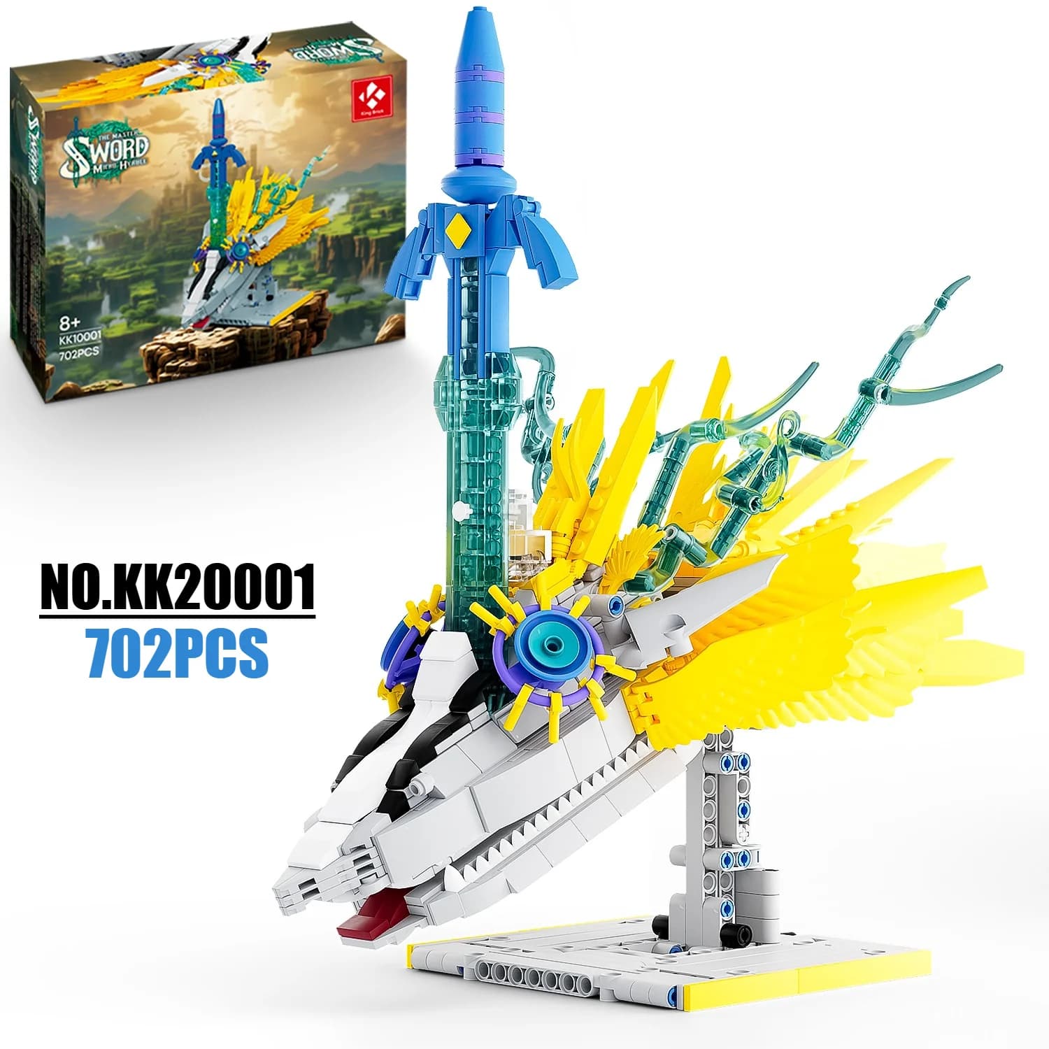 Set di blocchi da costruzione Zelda Master Sword da 702 pezzi compatibili con Lego, modello MOC con base a forma di drago, decorazione da scrivania, regalo ideale