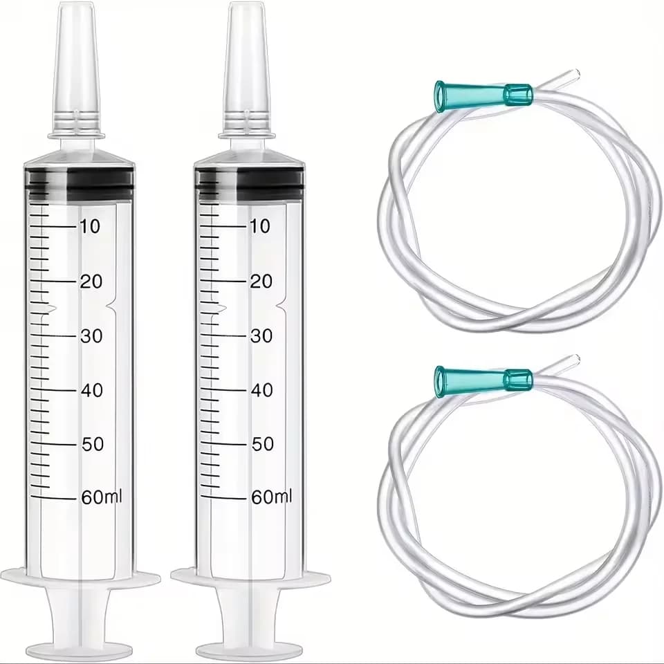 60ml With 1M Tube Plastic Syringe Measuring Barrel Liquid Oil Absorption Washing Pump Measurement Pet Feeding Syringe Tools