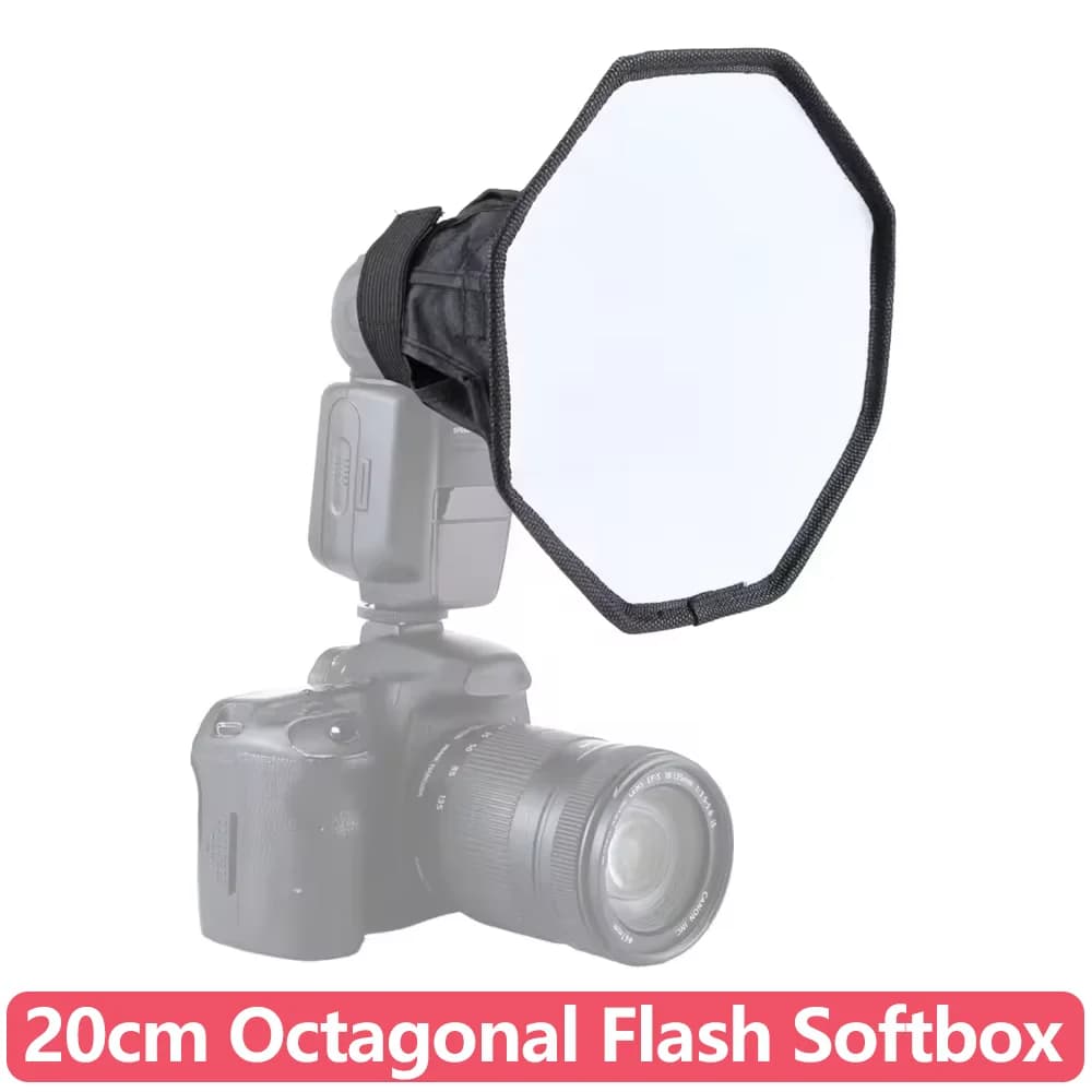 Softbox Ottagonale da 20cm (7.9 pollici) Diffusore Portatile per Flash Speedlight, per Fotocamere DSLR Canon Nikon Sony, per Fotografia On-Camera