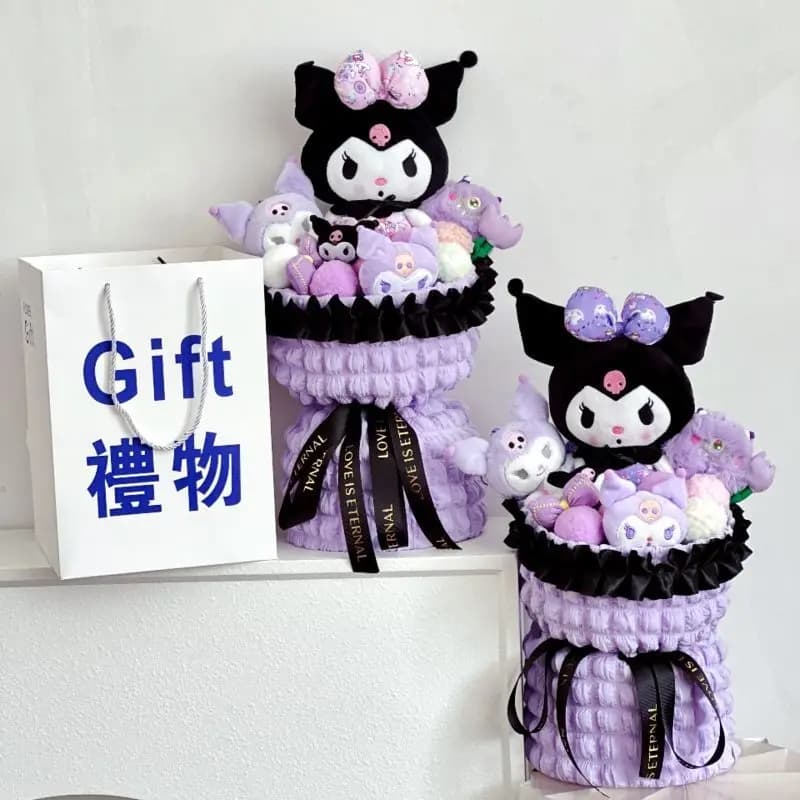 Peluche Anime Sanrio Kuromi, Bouquet di Animali di Peluche, Regalo Creativo per Ragazze, Compleanno, San Valentino