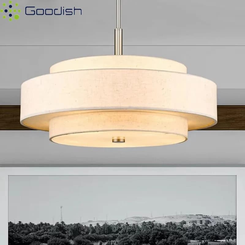 Modern Simplicity Nordic LED Pendant Light Three-layer Cloth Fabric Art Creative Lamp for Living Room Home Decoration Chandelier