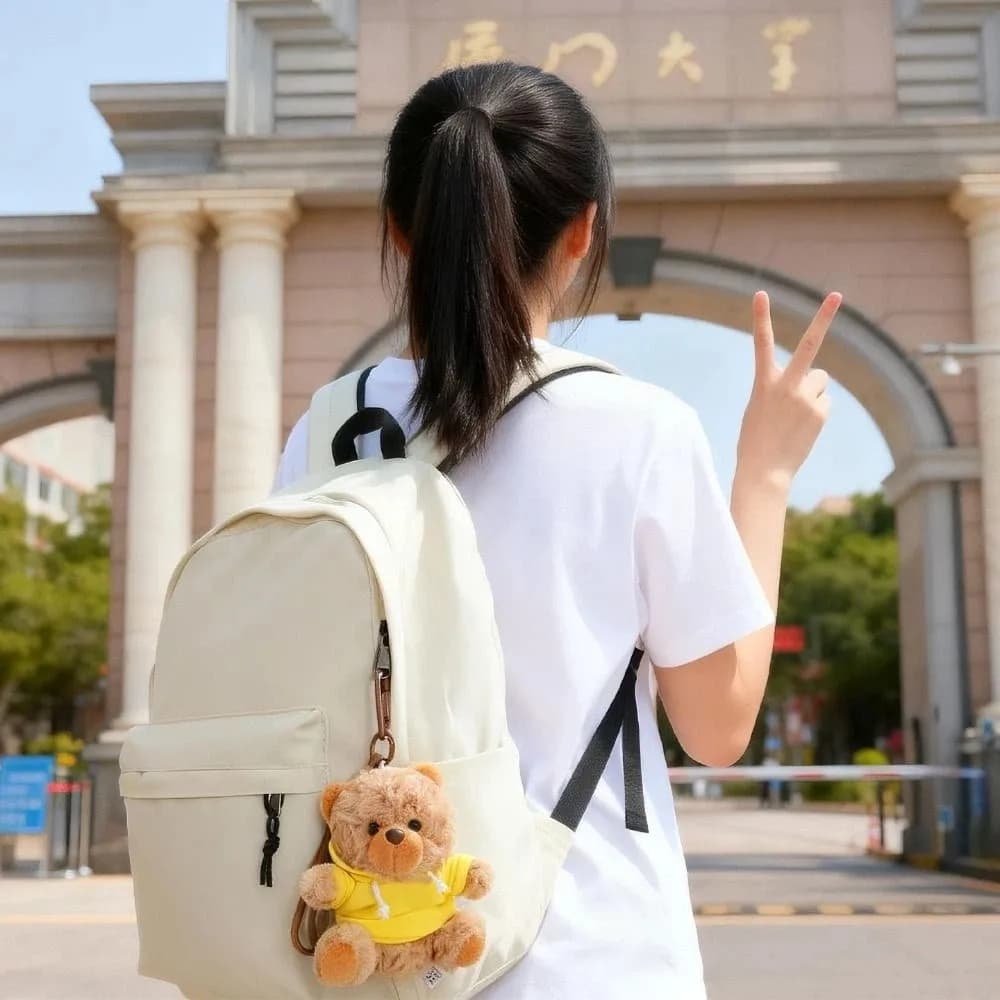 Portachiavi Orsetto Cartone Animato con Cappuccio, Ciondolo Orsetto Kawaii Anti-smarrimento, Orsetto Peluche Morbido e Adorabile per Ragazze